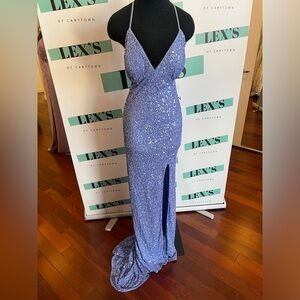 Elegant Periwinkle Sequin Prom Dress